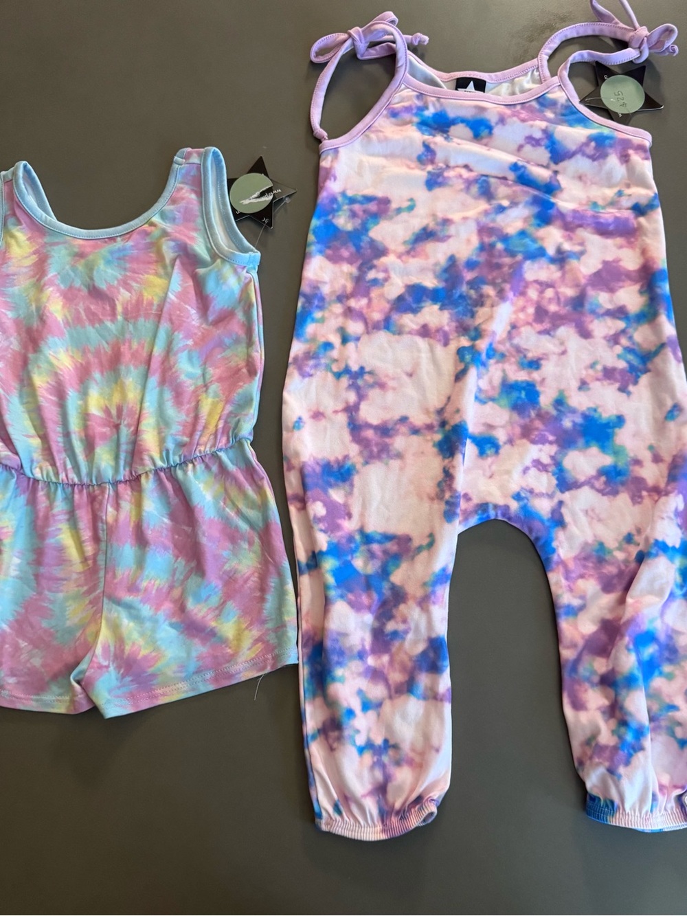 Pixielane Tie-Dye Pastel Romper for Kids - Pink & Purple
